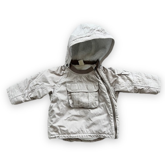 H&M Baby Fleece Lined Khaki Outerwear Jacket Size 9-12M - Picture 1 of 10